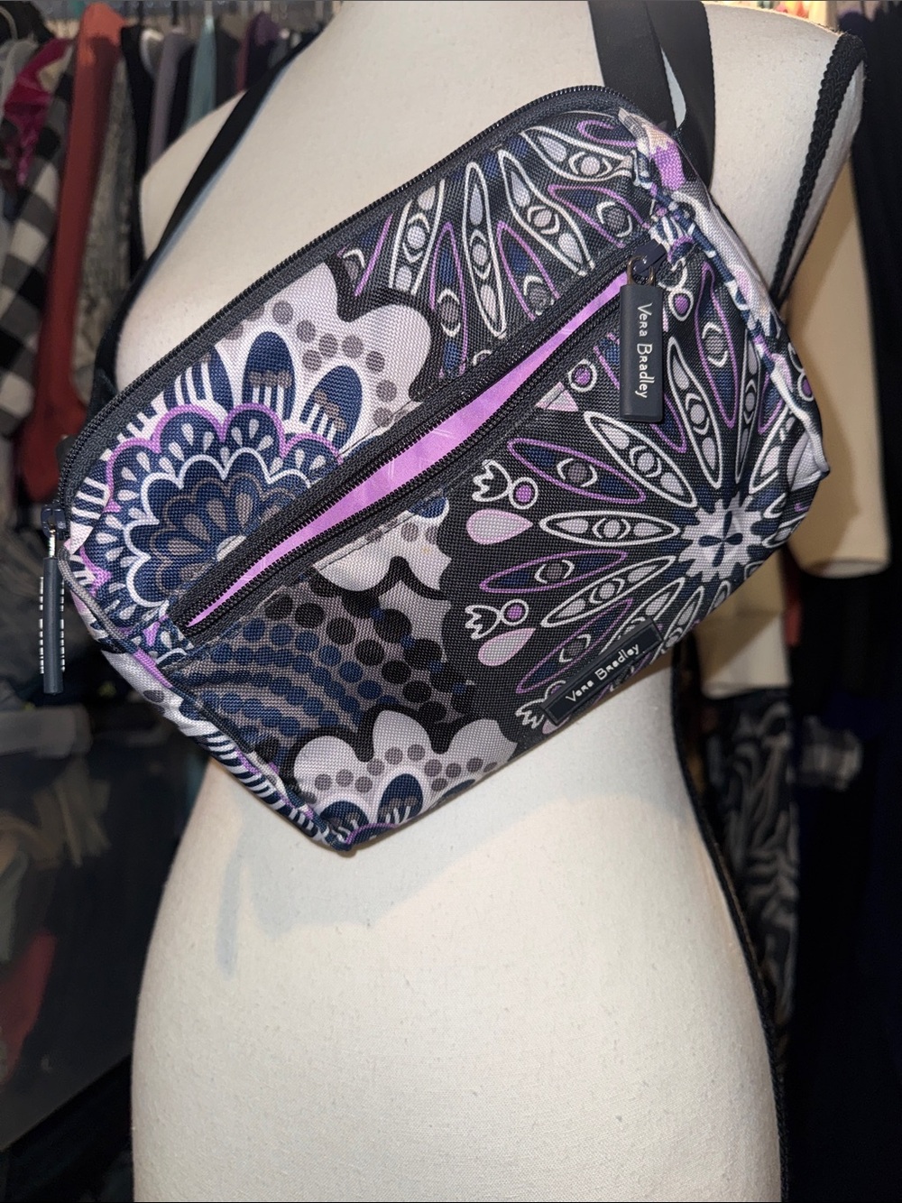 Vera Bradley Lighten Up Belt Bag Mimosa Medallion Purple Retired NWT